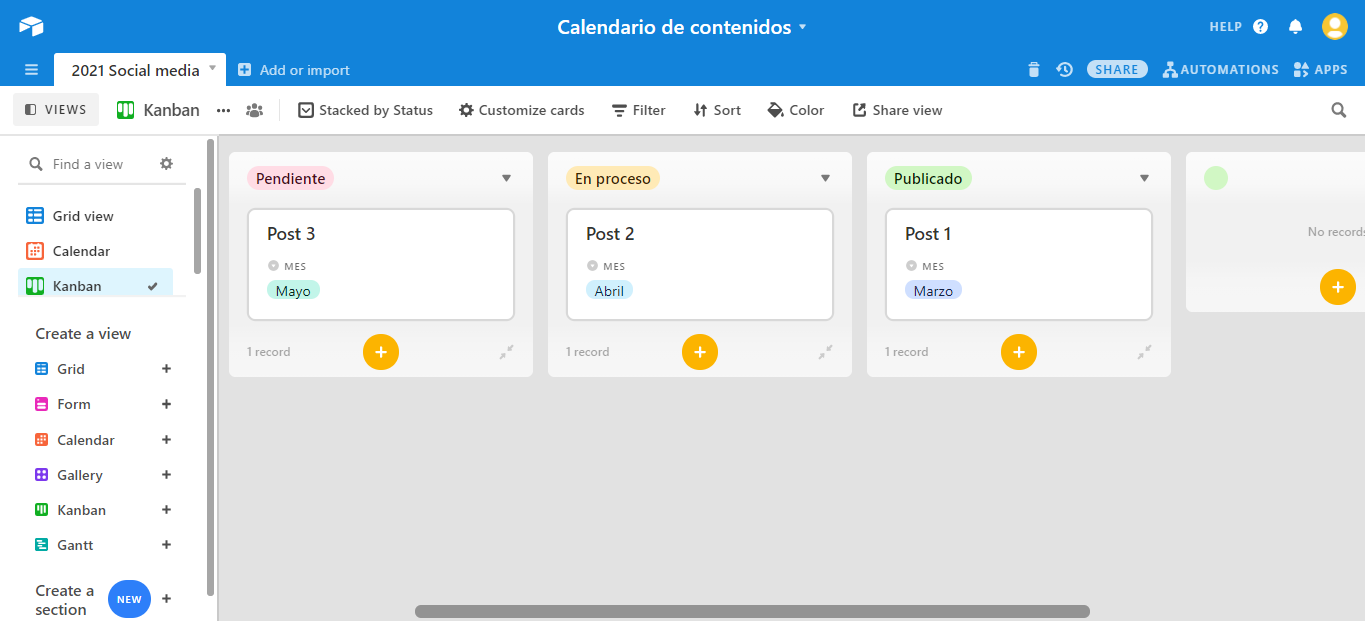 airtable content calendar